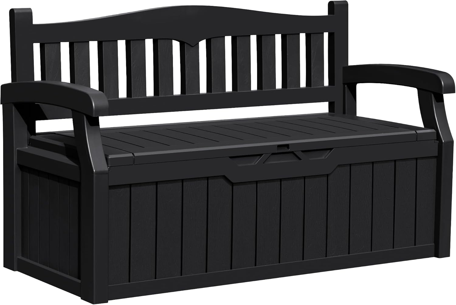 Greesum 80 Gallon Outdoor Storage Bench, Weather-Resistant Deck Box, Patio Furniture Bench for Backyard, Garden, Porch, Large Capacity Seat for Pillows Cushions Patio Accessories, Dark Black