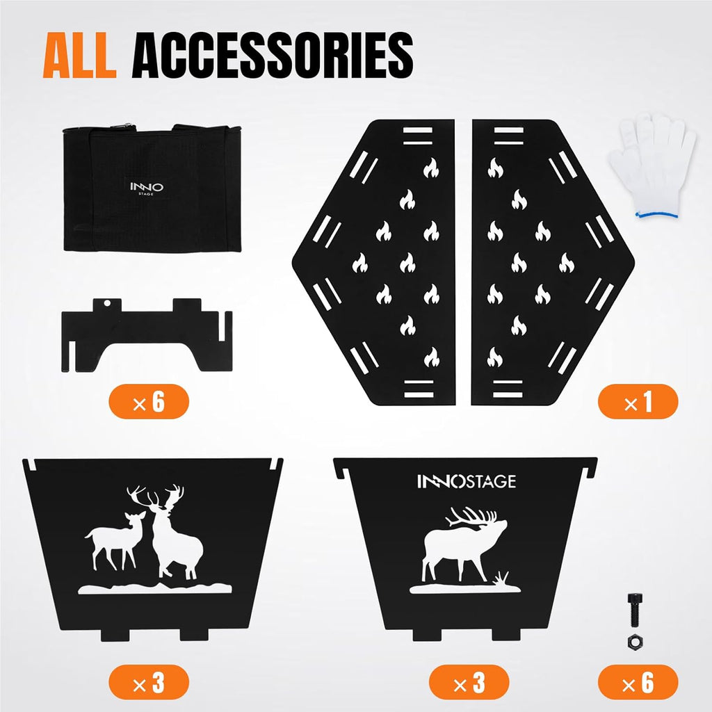 Fire Pit for Camping- 23Inch Small Collapsible Firepit for Patio Outside Wood Burning Outdoor Indoor BBQ Picnic Foldable Fire Pits Bonfire of Backyard Patio with Portable Tote Bag