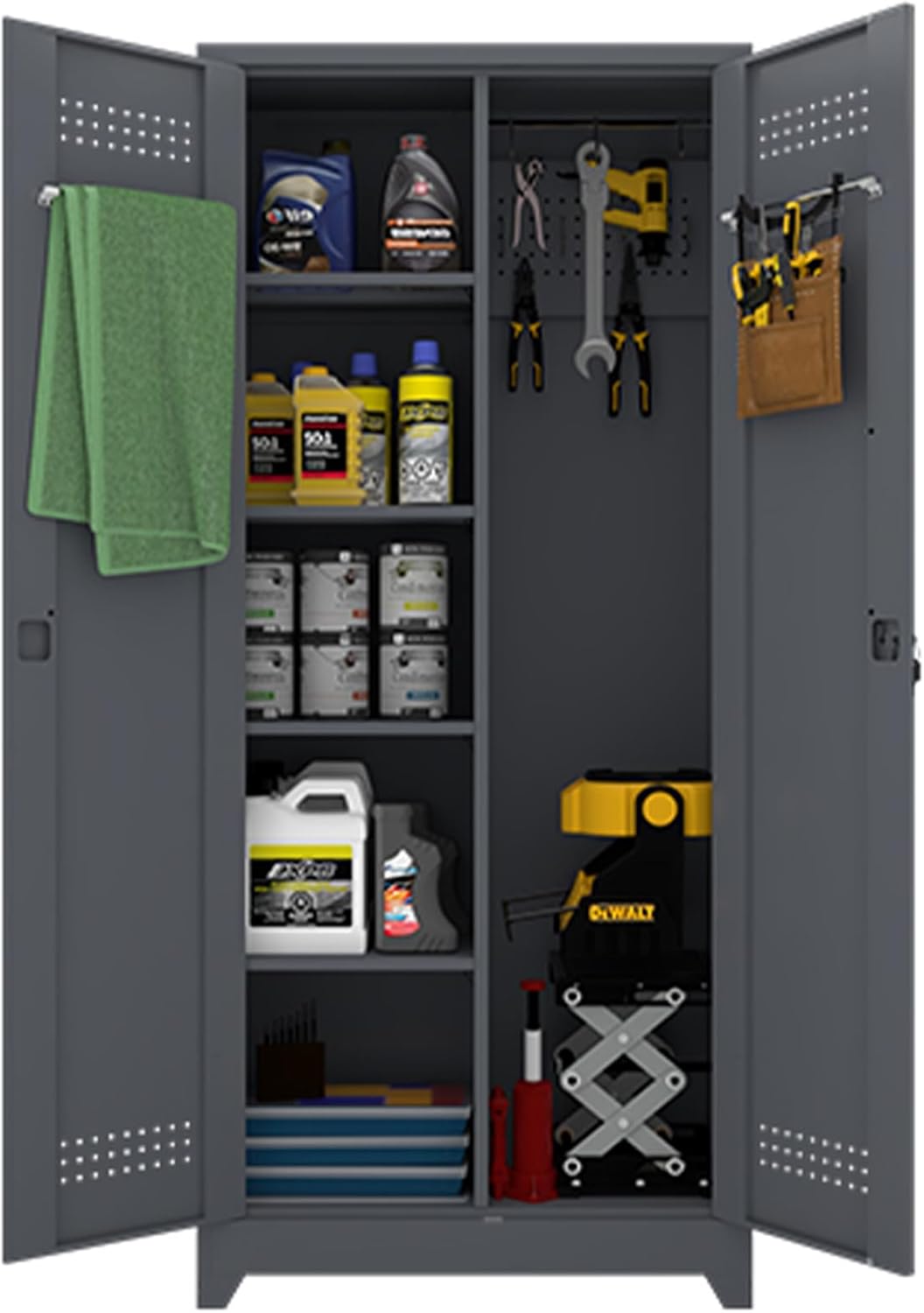 Wall Cabinet,Garage Cabinets Wall Mounted with Locking Doors,Hanging Cabinet with Adjustable Shelf,Floating Upper Storage Cabinet,Grey