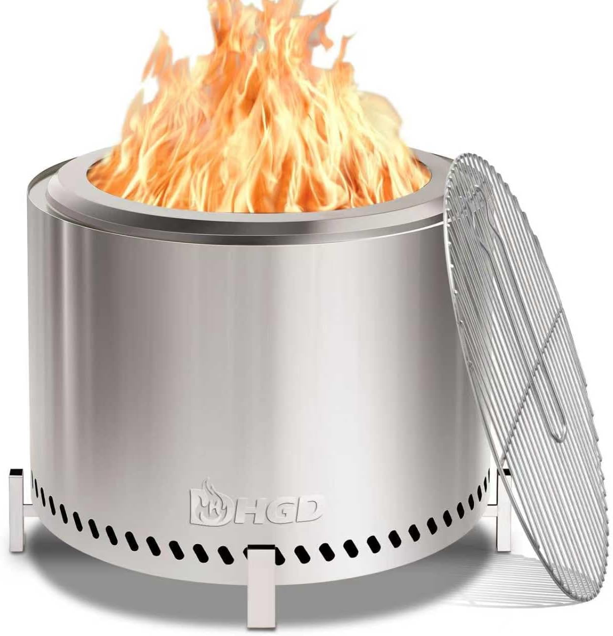 HGD 20 inch Smokeless Firepit Outdoor, Portable Smokeless Fire Pit for Camping with Travel Bag, Stainless Steel Wood Burning Stove for Backyard & Patio, Easy Setup & Compact Storage