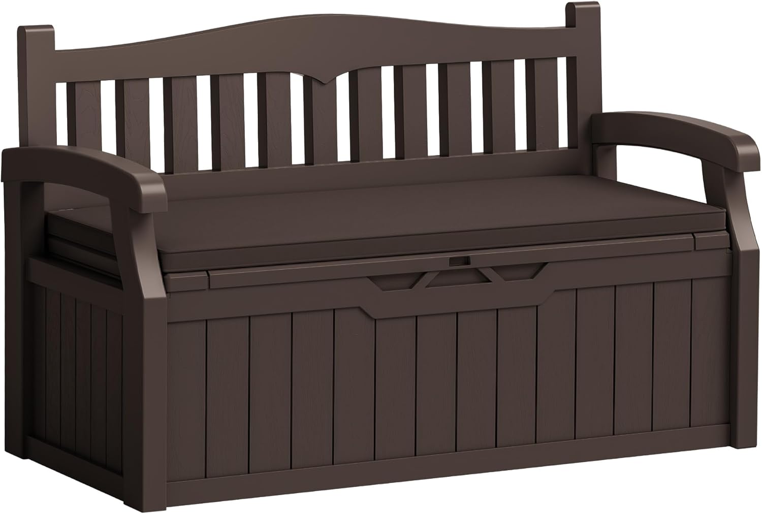 Flamaker 80 Gallon Storage Bench Outdoor Indoor, Durable All-Weather Seating with Hidden Storage, Lockable Deck Box for Garden, Patio, Poolside (Brown)