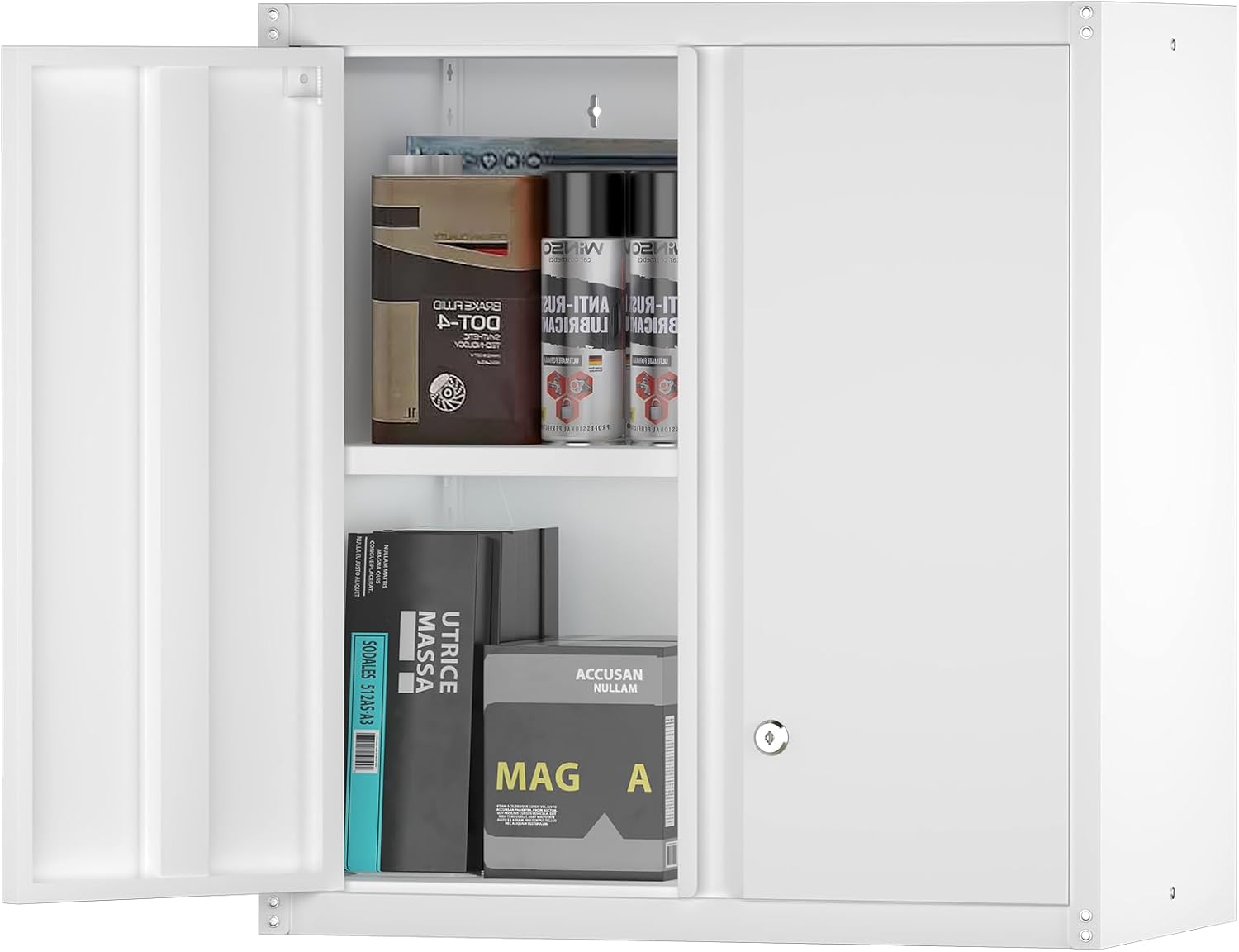 Wall Cabinet,Garage Cabinets Wall Mounted with Locking Doors,Hanging Cabinet with Adjustable Shelf,Floating Upper Storage Cabinet,Grey