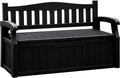Flamaker 80 Gallon Storage Bench Outdoor Indoor, Durable All-Weather Seating with Hidden Storage, Lockable Deck Box for Garden, Patio, Poolside (Brown)