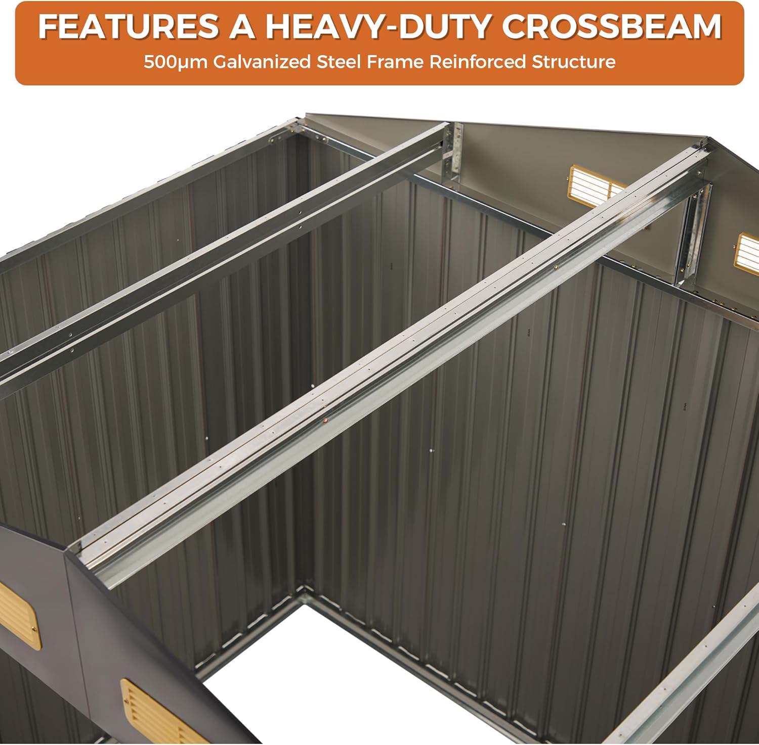 IRONCK 10x12FT Outdoor Storage Shed, Metal Garden Tool Shed with Breathable Vent and Lockable Doors, Outside Storage for Backyard, Poolside, Patio, Brown