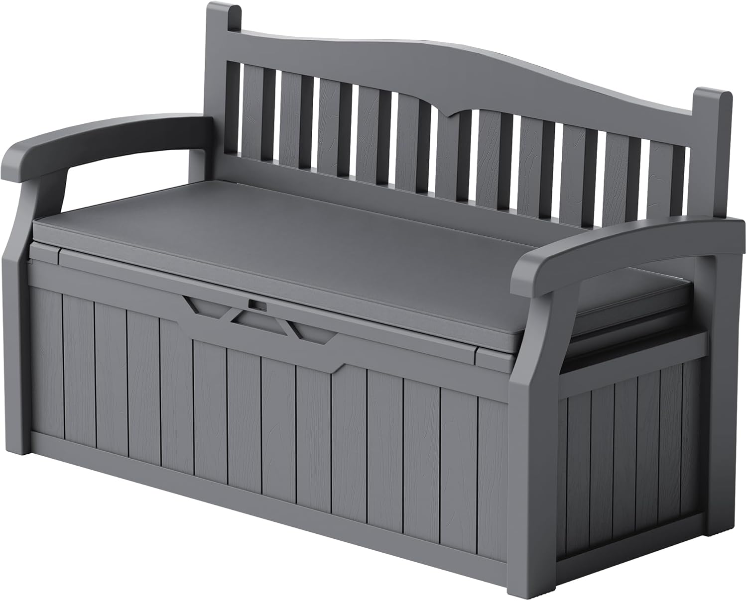 Devoko 80 Gallon Storage Bench Deck Box Lockable for Patio Furniture, Garden Decor and Outdoor Seating for Cushions, Garden Tools and Pool Supplies (Black)