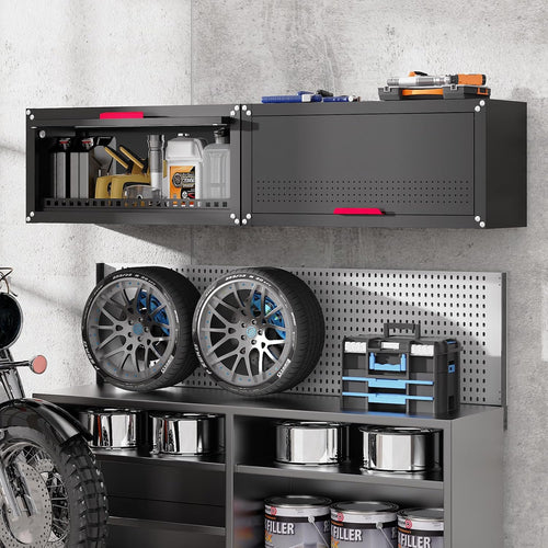 31.5" Metal Wall Cabinet,Garage Wall Cabinet with Up-Flip Door,Wall Mounted Garage Cabinets,Floating Tool Cabinet for Basement,Kitchen,Warehouse Assembly Required