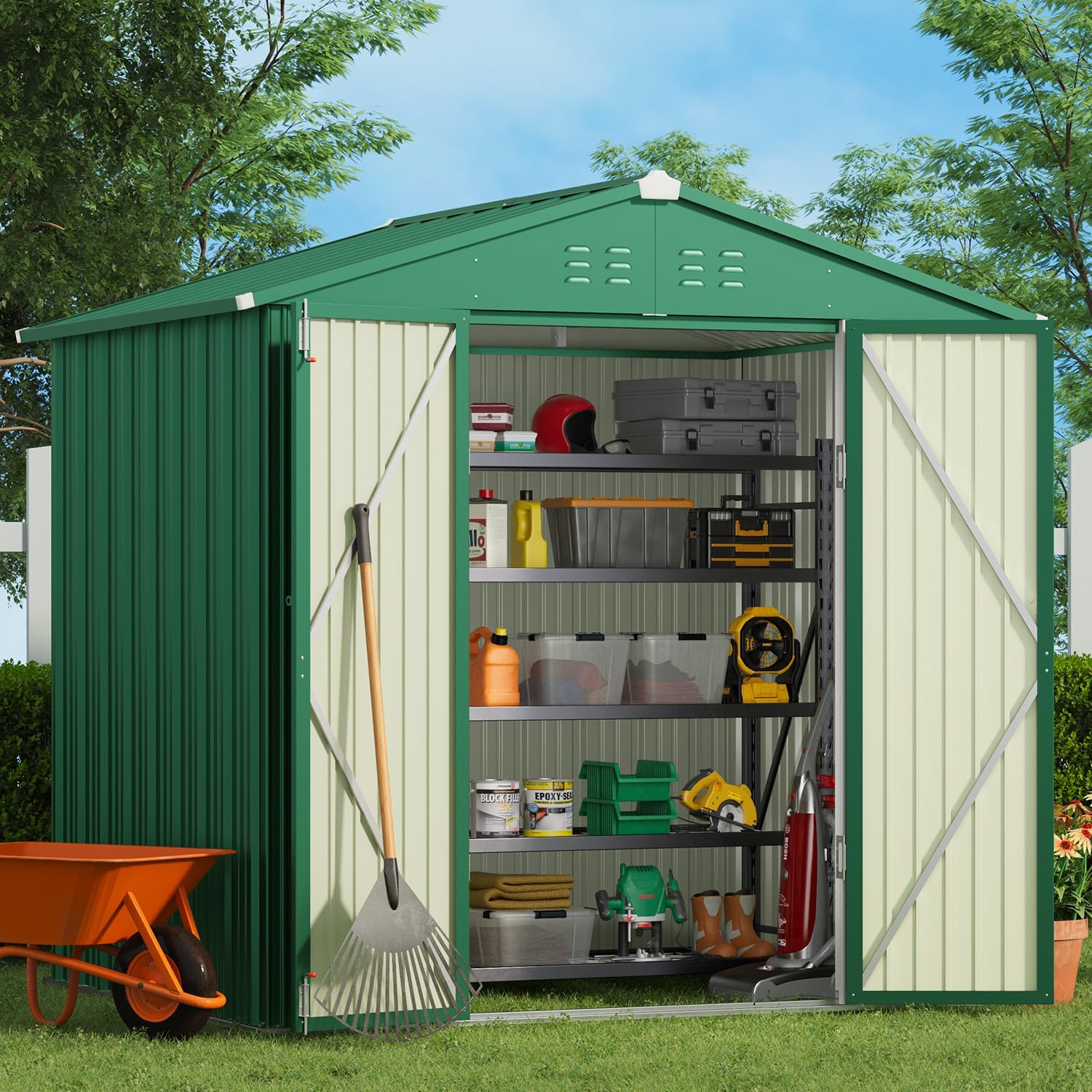 Gizoon 6' x 4' Outdoor Storage Shed with Double Lockable Doors, Anti-Corrosion Metal Garden Shed, Waterproof Shed Outdoor Storage Clearance for Backyard Patio Lawn-Dark Gray