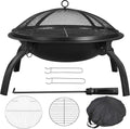 Yaheetech 21inch Fire Pit Portable Folding Steel Fire Bowl Garden Treasures Fire Pit for Outside Fireplace with Carrying Bag, Spark Screen, BBQ Grill & Log Grate for Patio Backyard Camping Bonfire